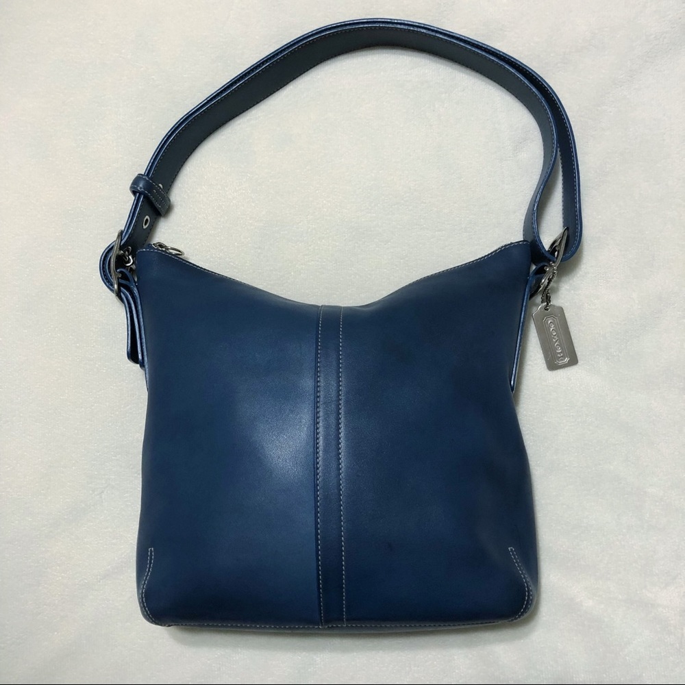 Vintage Coach Slim Legacy Duffle Leather 03 Bag In Blue #9328
